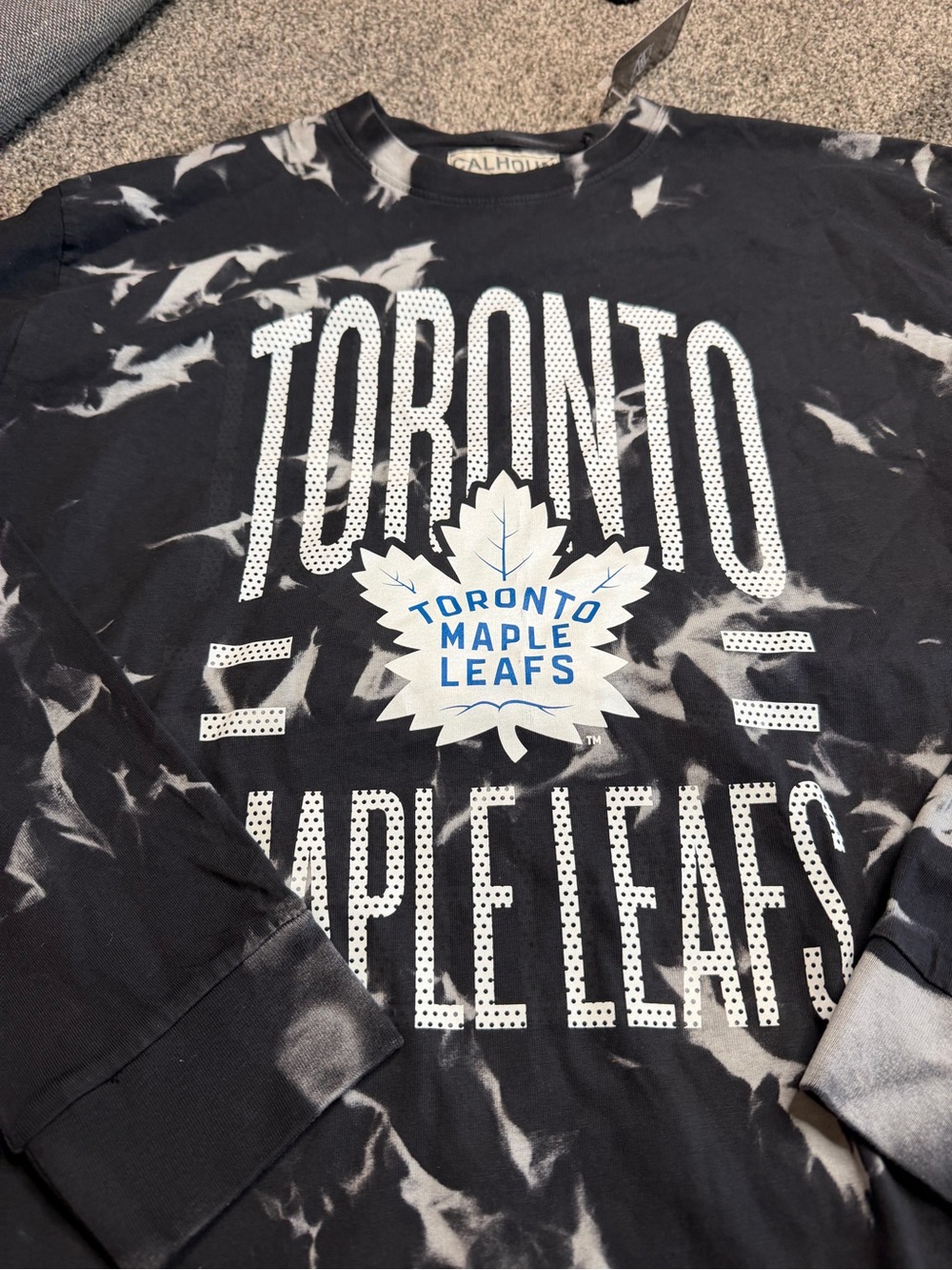 NWT Calhoun Toronto Maple Leafs Tie Dye Long Sleeve NHL Hockey Graphic Tee XL - Picture 7 of 9